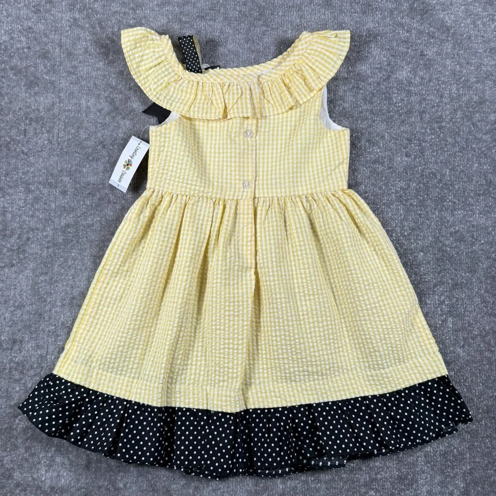 NWT Counting Daisies Dress Girls 5 Yellow Check Bees Summer Sleeveless